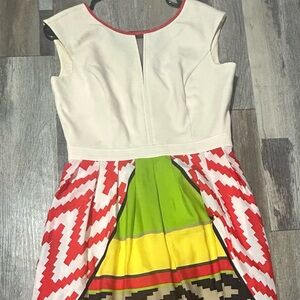 Ellen Tracy Kids Dress in Cream, Red, and Green